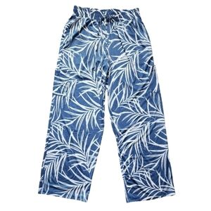Robert Louis Blue Tropical Resort Cargo Pants Elastic Waist Drawstring Plus 1X
